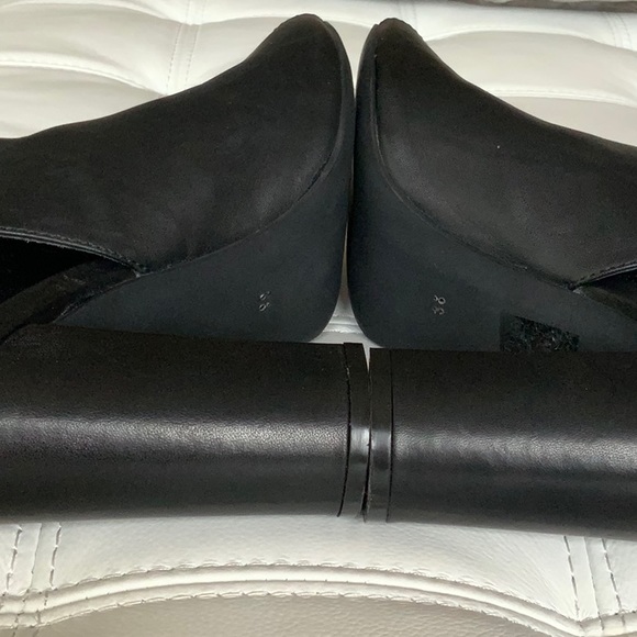 Flavia Passini open toe black genuine leather 4” block heel size 7.5 - Picture 4 of 9